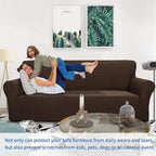 ZNSAYOTX 1 Piece Jacquard Couch Covers for 2 Cushion Couch High Stretch Loveseat Slipcover for Pets Dogs Anti Slip Love Seat Sofa Slipcover Furniture Protector (Loveseat, Dark Coffee)