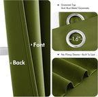 MIULEE Blackout Curtains for Bedroom 2 Panel 40"x63" Long Light Olive Green