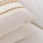 Fancy Homi Set of 1 Boho Neutral Big Decorative Throw Pillow Cover 24x24 Inch for Couch Bed Bedroom, Aesthetic Modern Organic Farmhouse Room Decor, Soft Cotton Accent Macrame Woven Tan Cushion Case