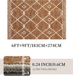 YIHOUSE Western Rugs for Living Room, 6x9 Moroccan Area Rug, Aztec Burnt Orange Large Rug, Southwestern Soft Low-Pile Washable Rugs for Bedroom, Dining Room