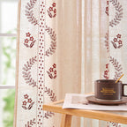 jinchan Floral Linen Curtains 84 Inch Farmhouse Back Tab 2 Panels