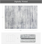 Washable Rugs 5x7 Area Rugs for Living Room,Rugs for Bedroom,Large Carpets,Ultra Soft Faux Wool Retro Dining Room Rug,Non Slip&Non-Shedding Low Pile Vintage Print Rug for Home Office-Grey Cream