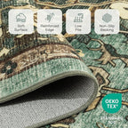Lofus 3x5 Green Area Rugs for Bedroom Living Room, Vintage Boho Carpet
