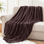 Exclusivo Mezcla Fleece Coffee Throw Blanket for Couch, Sofa, Super Soft and Warm Blankets, All Season, Cozy, Plush, Lightweight, 50x60 Inches