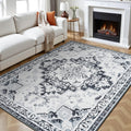Rugflix 6x9 Area Rugs for Living Room, Washable Light Grey Large Rug