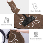 Smiry Dog Door Mat for Muddy Paws, Absorbent Dirt Trapper Non Slip Quick Dry Washable Chenille Mat for Mud Dogs, Entry Rug for Indoor and Outdoor (48x30 Inches, Coffee and White)