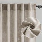 MIULEE Burlywood Birch Linen Curtains 52x96 Inch Long 2 Panels for Bedroom