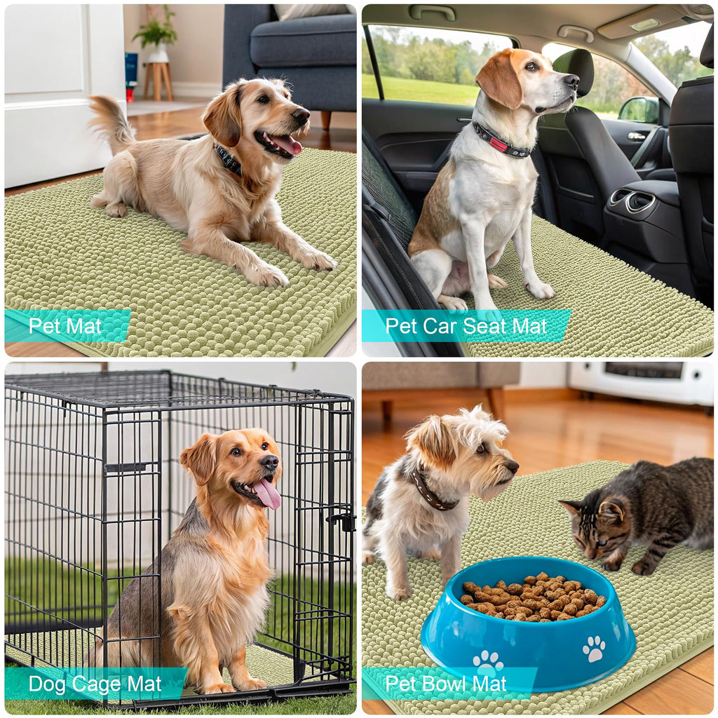 OLANLY Dog Door Mat for Muddy Paws 44x32, Super Absorbent Chenille Mud Mat