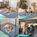 Smiry Dog Door Mat for Muddy Paws, Absorbent Dirt Trapper Non Slip Quick Dry Washable Chenille Mat for Mud Dogs, Entry Rug for Indoor and Outdoor (59x24 Inches, Airy Blue and White)