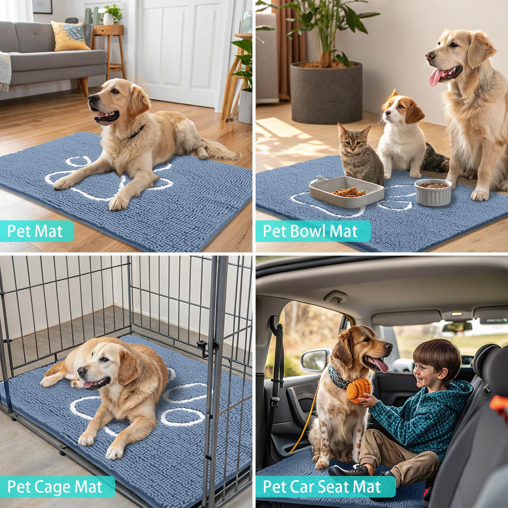 Smiry Dog Door Mat for Muddy Paws, Absorbent Non Slip Dirt Trapper, 48x30