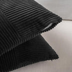 Fancy Homi 2 Packs Black Lumbar Decorative Throw Pillow Covers 16x32 Inch for Living Room Couch Bed Sofa, Rustic Farmhouse Boho Home Decor, Soft Striped Corduroy Rectangle Accent Cushion Case 40x80 cm