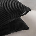 Fancy Homi 2 Packs Black Long Lumbar Decorative Throw Pillow Covers 16x24 Inch for Couch Bed Sofa, Rustic Farmhouse Boho Home Decor, Soft Striped Corduroy Rectangle Accent Cushion Case 40x60 cm