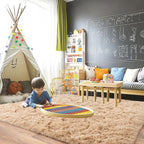 Pionblank 8x10 Rug for Living Room, Fluffy Plush Large Area Rug, Camel
