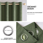 MIULEE 100% Blackout Linen Curtains for Bedroom 52x45 Inches Olive Green