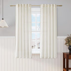 Nanspring Linen Curtains 63 Inch Length 2 Panels Set for Cafe Kitchen Cream Thermal Insulated Drapes with Back Tab Light Filtering Boho Farmhouse Curtain for Bedroom Living Room 40x63 Inch Natural