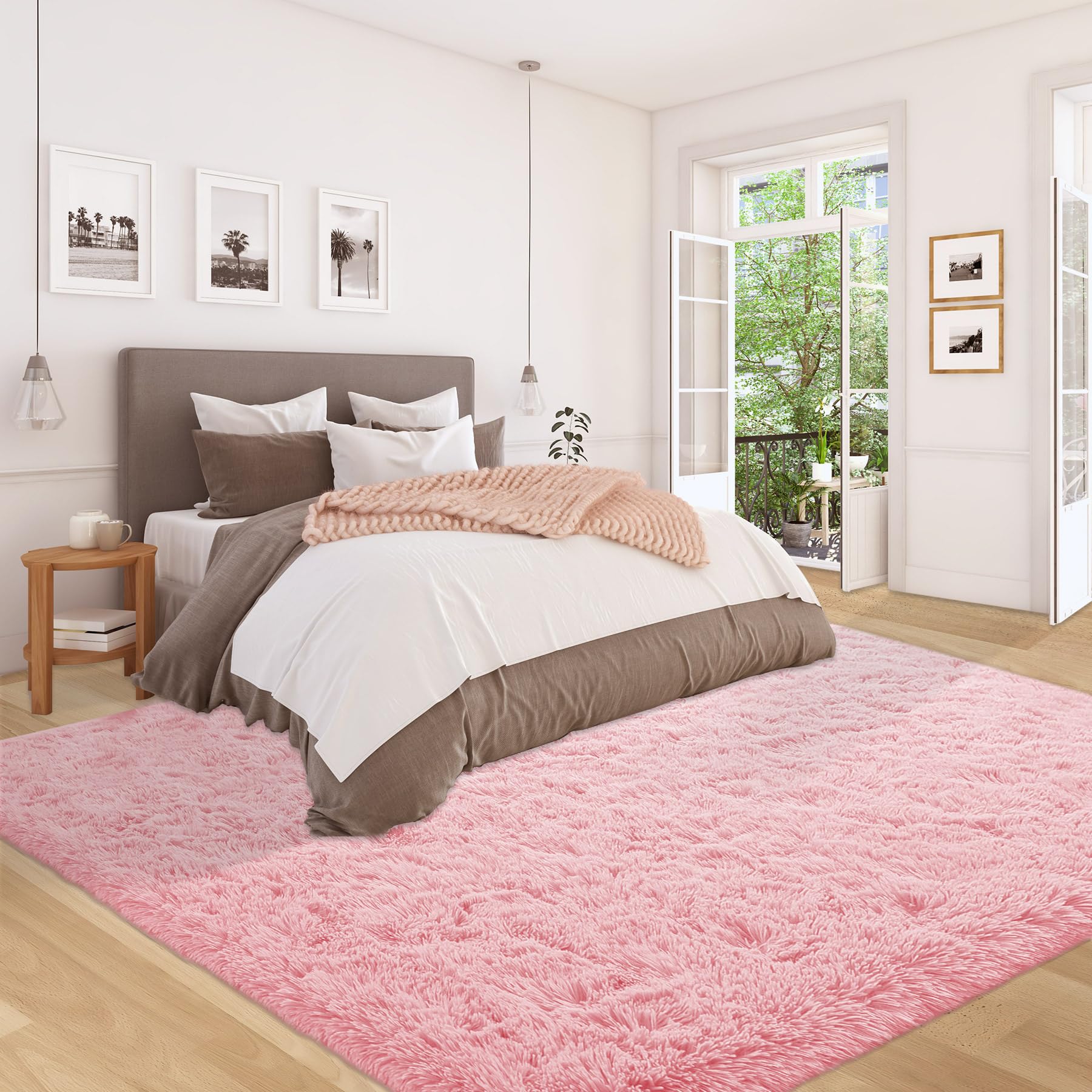 6x9 Area Rug for Living Room: Fluffy Shag Soft Washable Rugs Large Fuzzy Plush Indoor Carpet for Bedroom Nursery Playroom Kids Girls Boys Room (Pink, 6'x9')