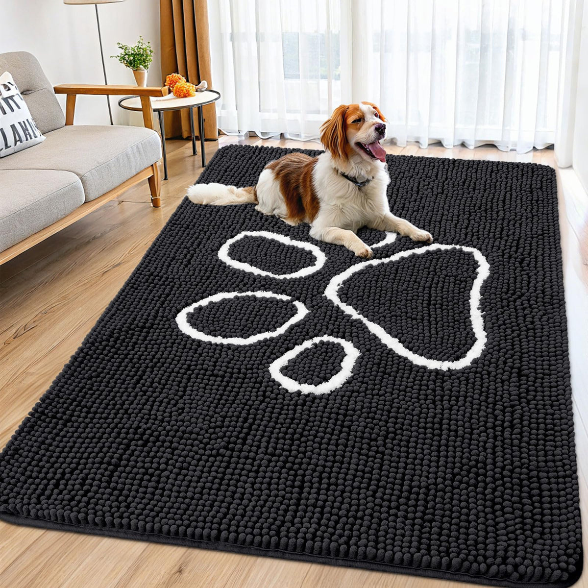 Smiry Dog Door Mat for Muddy Paws, Absorbent Non Slip Dirt Trapper, 70x35
