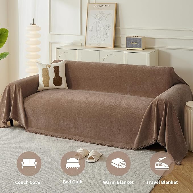 KaviKon Couch Cover for Sofa, Boho Sofa Covers Washable 4 Cushion for Dogs