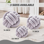 Uvvyui Knot Pillow Ball, Soft Home Decorative Round Throw Pillow, Handmade Knotted Plush Pillow, Round Boucle Pillow Cushion (8.6 Inches Light Grey)