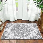HEBE Washable Area Rug - 2'x3' Non Slip Soft Distressed Medallion Bedroom Boho Living Room Accent Throw Vintage Entry Floor Carpet for Dining Room Bathroom Entryway