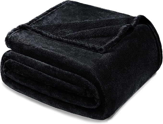 Exclusivo Mezcla Fleece Blanket King Size for Bed, Super Soft and Warm, All Season, Cozy, Plush, Lightweight, 90x104 Inches, Black
