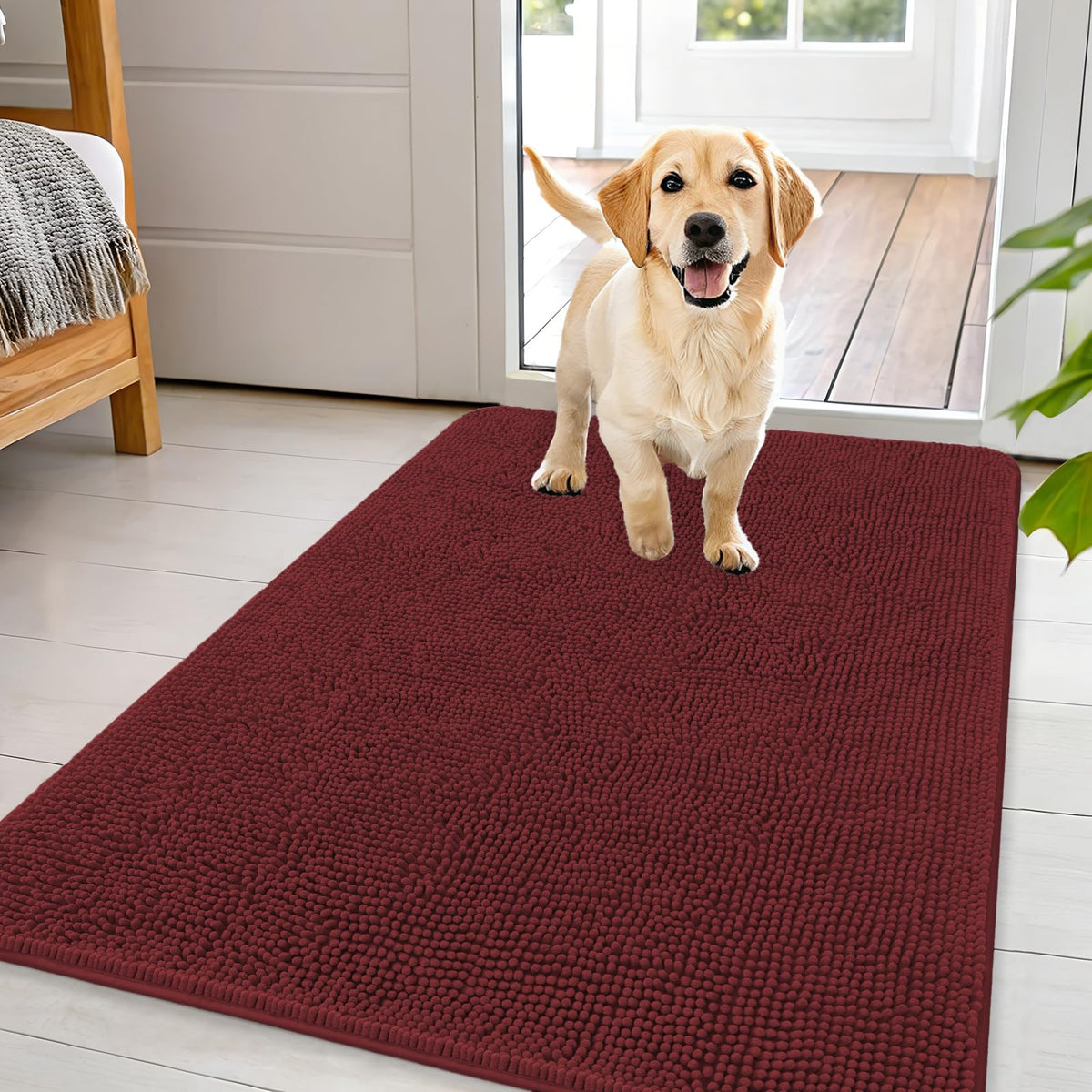 OLANLY Dog Door Mat for Muddy Paws 44x32, Super Absorbent Chenille Mud Mat