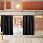 RYB HOME Half Curtain Tiers 36 inch Length, Rod Pocket Summer Heat Blocking Thermal Insulated Short Blackout Curtains for Small Window, Width 34 by Length 36, Black, 2 Panels