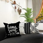 YCOLL Pillow Covers 16x16 Set of 4, Modern Sofa Throw Pillow Cover, Decorative Outdoor Linen Fabric Pillow Case for Couch Bed Car, Black