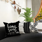 YCOLL Pillow Covers 22x22 Set of 4, Modern Sofa Throw Pillow Cover, Decorative Outdoor Linen Fabric Pillow Case for Couch Bed Car, Black