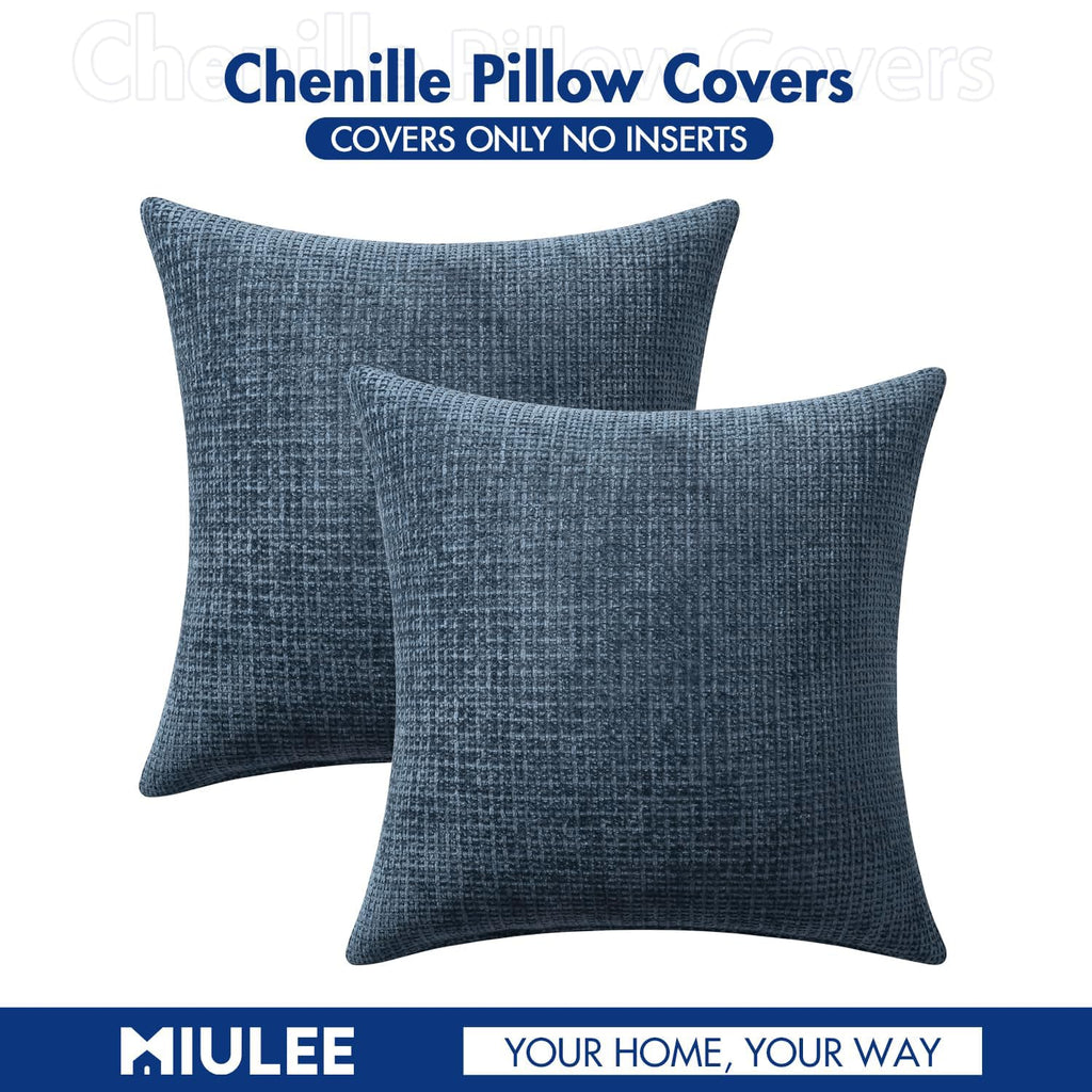 MIULEE Decorative Couch Throw Pillow Covers 18x18 Inch Navy Blue 2 Pack