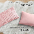 decorUhome Throw Pillow Covers 12x20 Inch Set of 2, Soft Plush Faux Wool Pink Solid Couch Pillow Covers, Accent Farmhouse Neutral Rectangle Pillow Cases for Sofa Bed Living Room