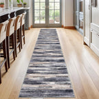 Lansny Modern Abstract Runner Rug 2x12, Grey Black Multi Washable Long Kitchen Runner Non-Slip Soft Hallway Rug Runner Thin Print Faux Wool Carpet for Entryway Bedroom Laundry Room Indoor Home Decor