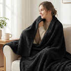 Exclusivo Mezcla Fleece Bed Blanket Twin Size, Super Soft and Warm Blankets for Couch, Sofa and Bed Waffle Textured, Cozy, Fuzzy and Lightweight (Black, 90x66 Inches)