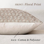 Foindtower Set of 2 Decorative Vintage Floral Print Throw Pillow Covers Neutral Modern Farmhouse Cushion Covers Boho Home Decor for Sofa Couch Chair Bedroom Living Room,22×22 Inch,Tan Taupe