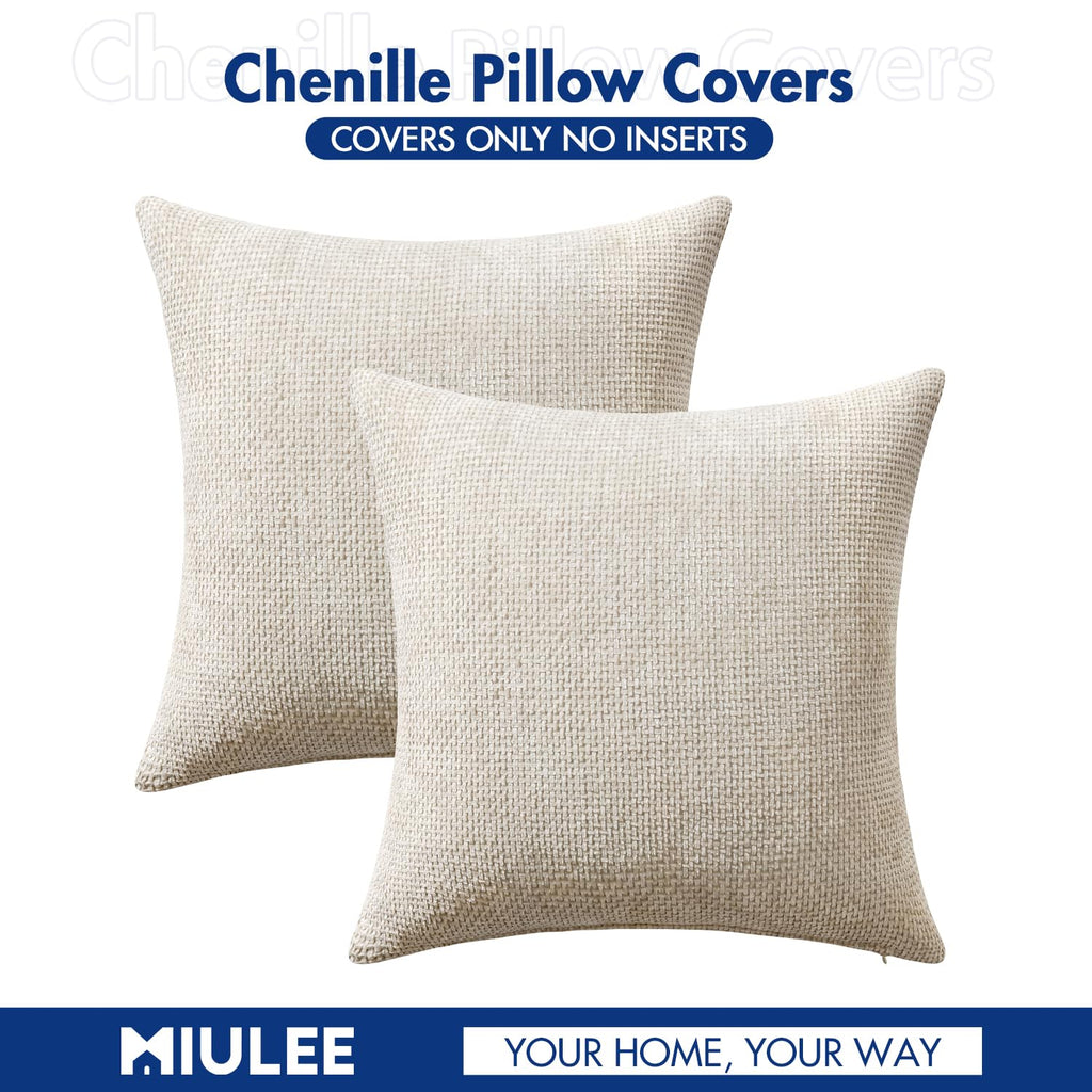 MIULEE Decorative Neutral Beige Euro Sham Pillow Covers 24x24 Inch 2 Pack
