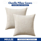 MIULEE Decorative Neutral Beige Euro Sham Pillow Covers 24x24 Inch 2 Pack