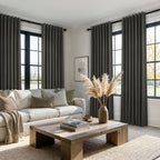Topfinel 100% Blackout Linen Textured Curtains 84 inches Long Charcoal Gray Thermal Insulating Privacy Energy Saving for Bedroom Living Room Window Office Theater Baby Nursery Back Tab 2 Panels