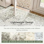 Lofus 8x10 Area Rugs for Living Room, Washable Area Rug, Rugs for Bedroom, Kitchen, Vintage Boho Carpet, Soft Non-Slip, Low Pile Large Area Rug for Office Dining Room, Beige and Brown