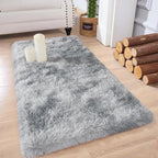 Chicrug Soft Runner Rugs for Bedroom Living Room Plush Fluffy Rug 2x4 Feet, Shag Furry Area Rug Carpet Non Shedding for Nursery Children Kids Girls Room Home Decorative, Grey and White