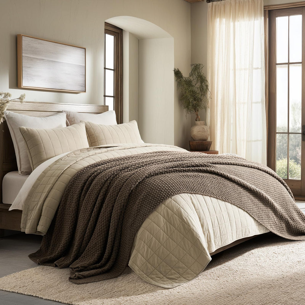 EVERGRACEHOME Chunky Chenille Knit Throw Blanket, 90 x 90, Mocha Brown
