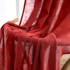 MIULEE Red Linen Short Curtains 52x63 Inch Long 2 Panel for Kitchen Bedroom