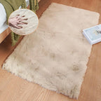 ORINOVA Beige Faux Sheepskin Rabbit Fur Shaggy Rugs for Bedroom Small Shag Washable Fluffy Fur Rug for Living Room Rug 2x3 Nursery Rectange Rugs