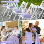 Buryeah 24 Pcs Flannel Throw Blanket Bulk 50 x 60 in Sleepover Blanket Outdoor Wedding Throw Lightweight, Oeko-tex Standard 100 Certified for Sofa Homeless Gifts (Light Purple)