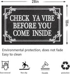 Indoor Door Mat Welcome Mats for Front Door Outdoor Entry Black Doormat, Check Ya Vibe Before You Come Inside This House Doormat, Non Slip Rubber Farmhouse Mats 28" x 18"