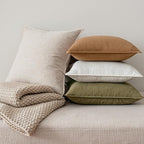 MIULEE Brown Linen Pillow Covers Pack of 4 Decorative Natural Solid Throw Pillow Covers Soft Accent Boho Farmhouse Couch Pillowcases Modern Spring Home Decors for Living Room Bed Sofa 18x18 Inch