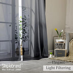 Simplebrand Black Sheer Curtains, 72" Length, 2 Panels Set - Light Filtering, Rod Pocket Window Curtains for Bedroom (Black, 59" W x 72" L)
