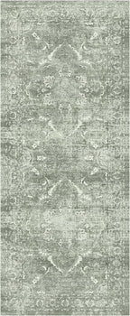 Washable 3x14 Runner Rug - Non-Slip Vintage Rug for Entryway Low-Pile Medallion Long Rugs for Hallway Waterproof Traditional Runner Rug Indoor Thin Rug for Kitchen (Muted Sage Green)