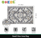 HEBE Washable Area Rug - 2'x3' Non Slip Soft Distressed Medallion Bedroom Boho Living Room Accent Throw Vintage Entry Floor Carpet for Dining Room Bathroom Entryway
