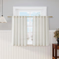 Nanspring Cream Cafe Curtains 45 Inch Length Set 2 Panel Back Tab Pocket Semi Sheer Short Linen Cream Curtain Tiers for Small Bathroom Window Basement 38x45
