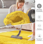 OLANLY 2x4 Machine Washable Runner Rugs for Hallway, Soft Fluffy Shaggy Bedside Rugs for Bedroom, Living Room, Indoor Floor Carpet for Kids Girls and Boys, Nursery Rooms, Home Decor Aesthetic, Yellow